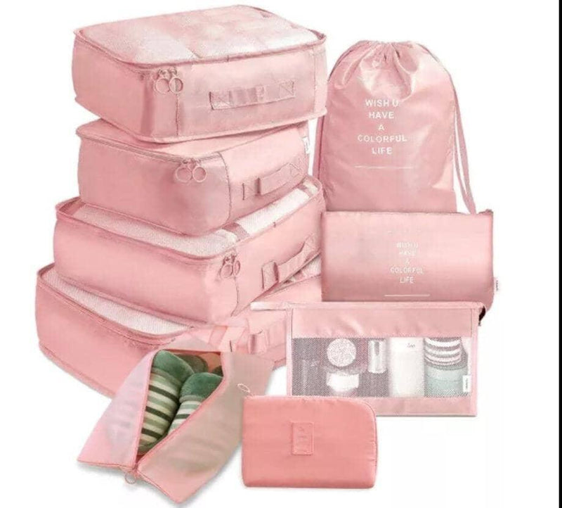 Conjunto de bolsas organizadoras para viagem- 9 peças Conjunto de bolsas organizadoras para viagem- 9 peças BlackOn-line rosa 