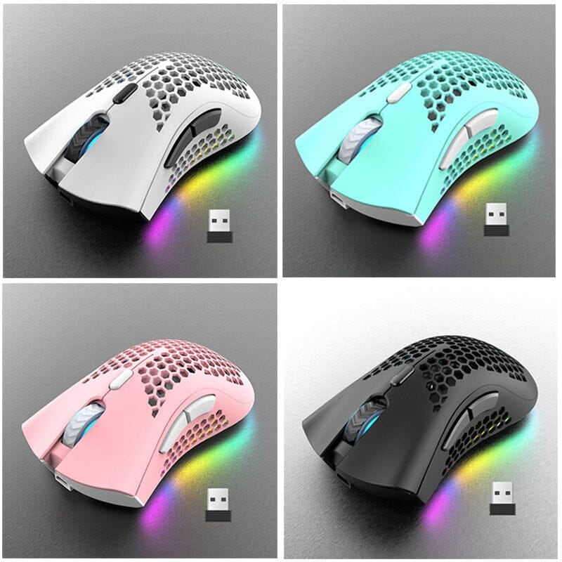 Mouse gamer sem fio de 2,4 GHz, 1600 DPI ajustável, recarregável Mouse gamer sem fio de 2,4 GHz, 1600 DPI ajustável, recarregável BlackOn-line 