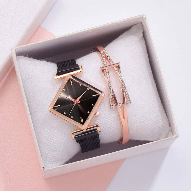 Relógio feminino de quartzo + pulseira de brinde Relógio feminino de quartzo + pulseira de brinde BlackOn-line 