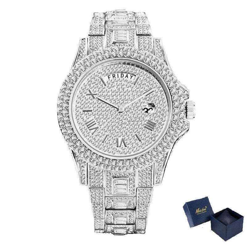 Relógio Masculino Diamond De Luxo Relógio masculino diamond de luxo BlackOn-line prateado 