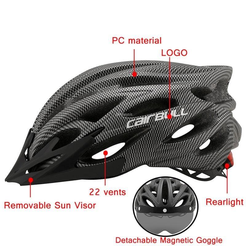 Capacete de Ciclismo Unissex Com LED e Viseira - CAIRBULL Capacete de Ciclismo Unissex Com LED e Viseira - CAIRBULL BlackOn-line 