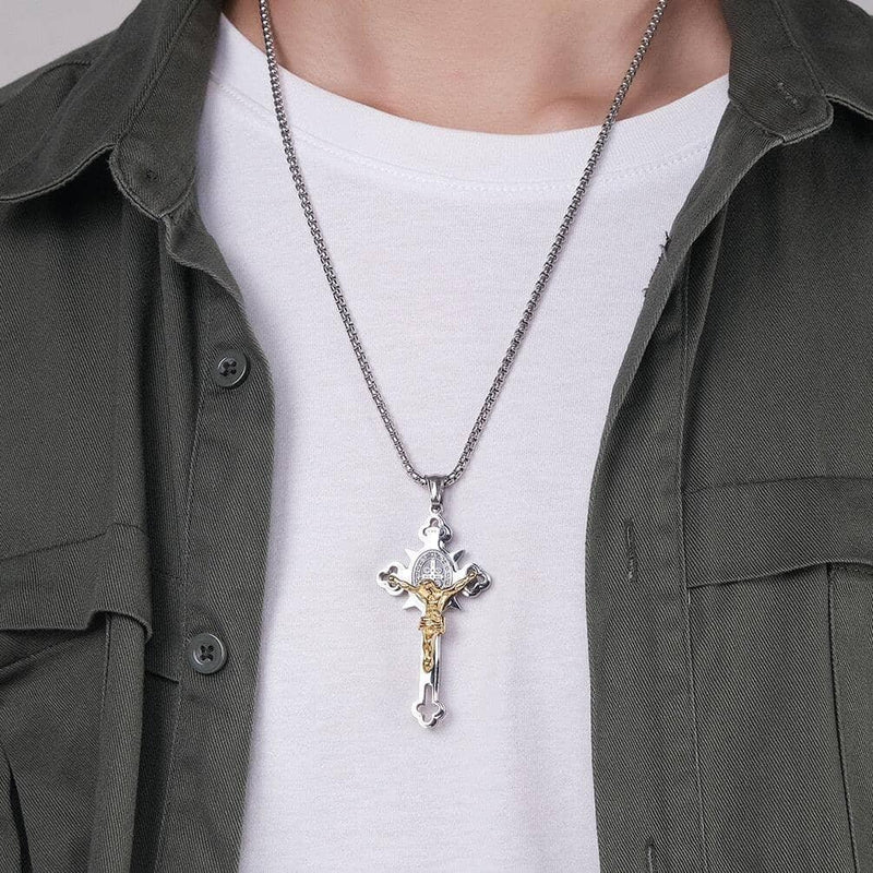 Colar Masculino Santíssima Trindade Com Crucifixo Colar Masculina Santíssima Trindade Com Crucifixo Black Online 