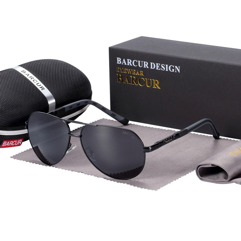 Óculos De Sol Aviador Masculino Polarizado - BARCUR Óculos De Sol Aviador Masculino Polarizado - BARCUR BlackOn-line preto polarizada 