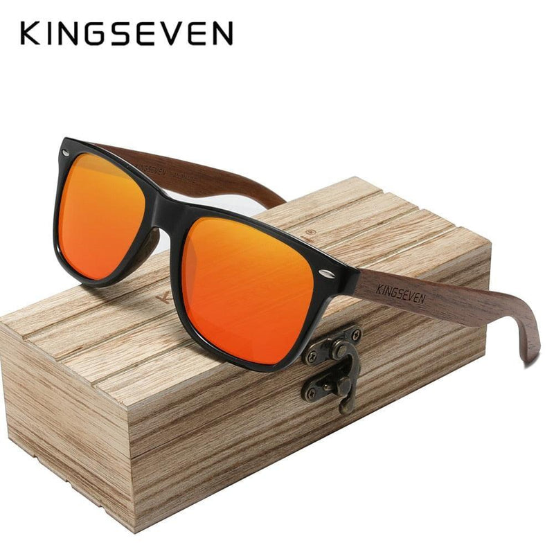 Óculos de sol masculino KingSeven madeira retrô Óculos de sol masculino KingSeven madeira retrô BlackOn-line vermelho padrão Original KINGSEVEN