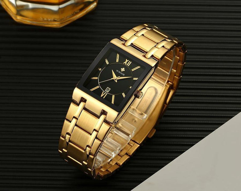 Relógio em quartzo linha premium de luxo Relógio em quartzo linha premium de luxo BlackOn-line dourado e preto 
