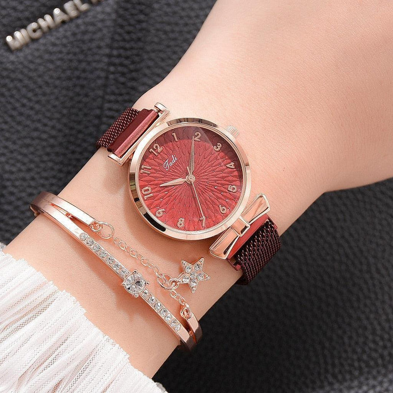 Relógio feminino dial ladies + bracelete de brinde Relógio feminino dial ladies + bracelete de brinde BlackOn-line vermelho 