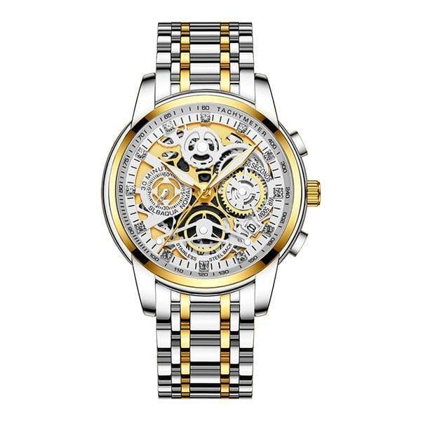Relógio Masculino Golden King Relógio Masculino Golden King BlackOn-line Branco e Dourado 