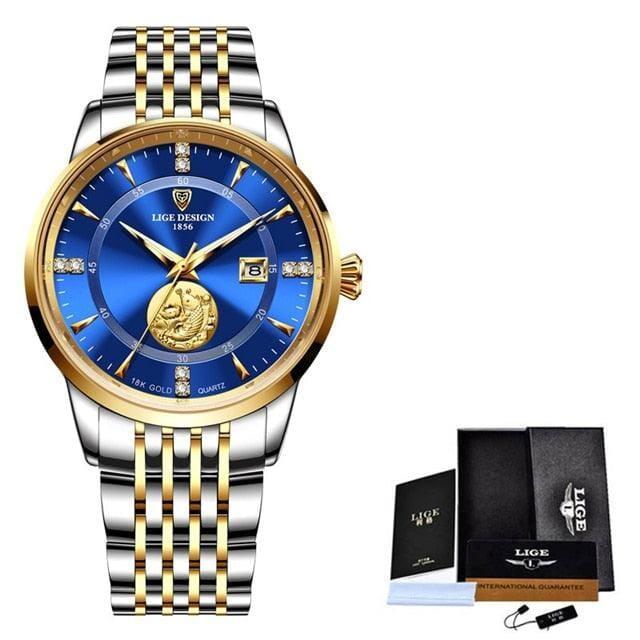 Relógio Masculino Lige - Luxury Goldfish Relógio Masculino Lige - Luxury Goldfish BlackOn-line dorado e azul 