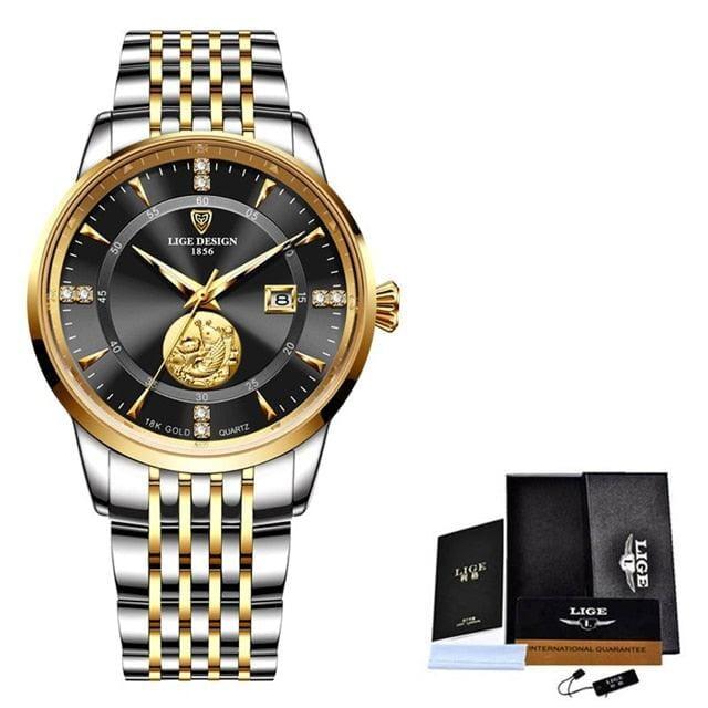 Relógio Masculino Lige - Luxury Goldfish Relógio Masculino Lige - Luxury Goldfish BlackOn-line dourado e preto 