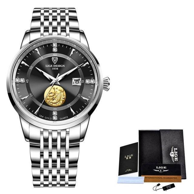 Relógio Masculino Lige - Luxury Goldfish Relógio Masculino Lige - Luxury Goldfish BlackOn-line prateado e preto 