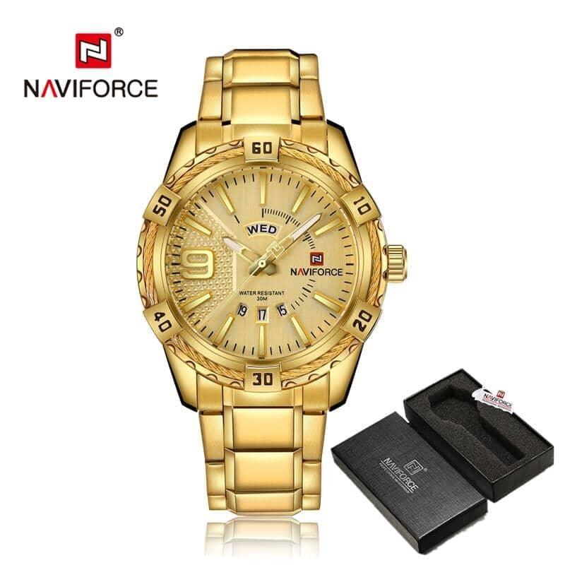 Relógio masculino Naviforce Luxury Relógio masculino Naviforce Luxury BlackOn-line dourado com caixa 