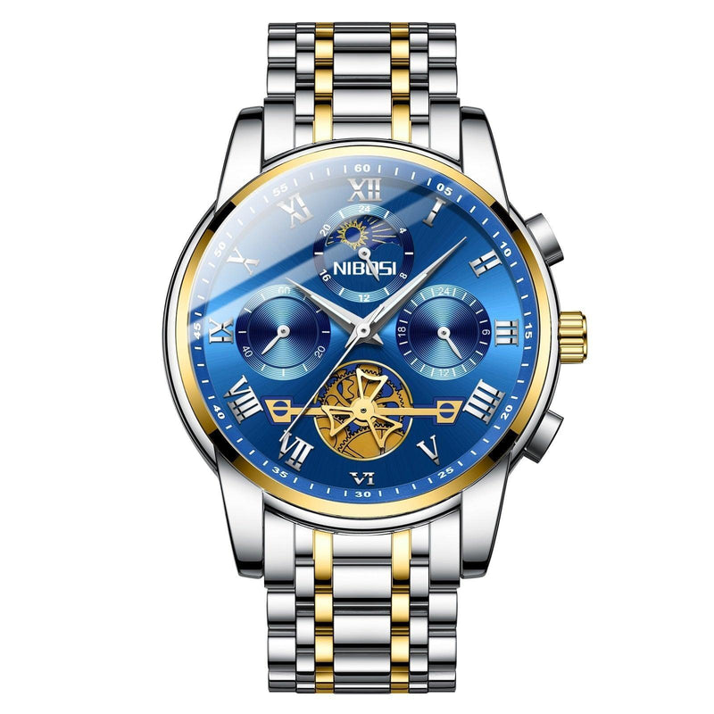 Relógio Masculino Nibosi Classic Business Relógio Masculino Nibosi Classic Business Black Online Azul e Dourado 
