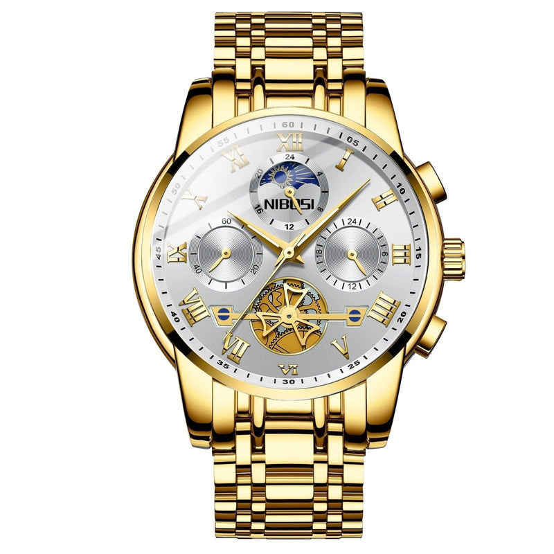 Relógio Masculino Nibosi Classic Business Relógio Masculino Nibosi Classic Business Black Online Dourado e Branco 