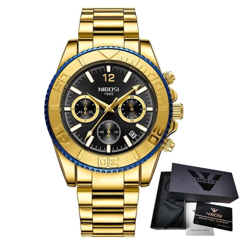 Relógio Masculino Nibosi De Luxo Relógio Masculino Nibosi De Luxo Black Online Dourado 