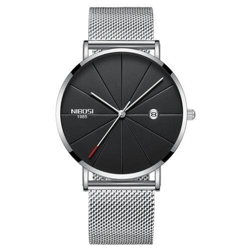 Relógio Masculino Ultra Thin Relógio masculino ultra thin BlackOn-line prata e preto 