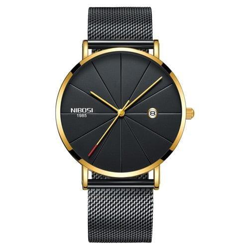 Relógio Masculino Ultra Thin Relógio masculino ultra thin BlackOn-line preto e dourado 