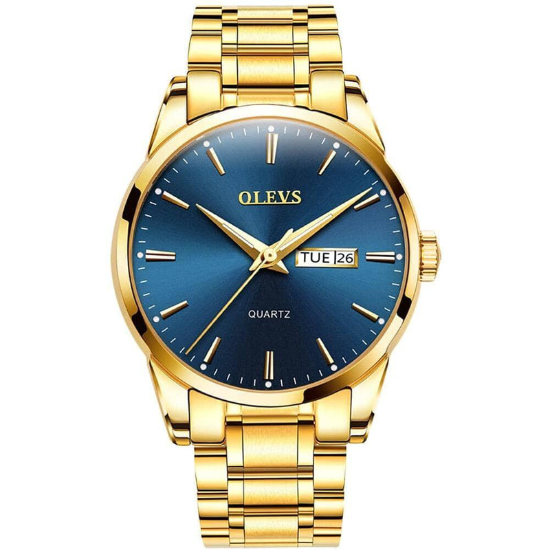 Relógio Olevs Masculino Premium Relógio Olevs Masculino Black Online Dourado e Azul 