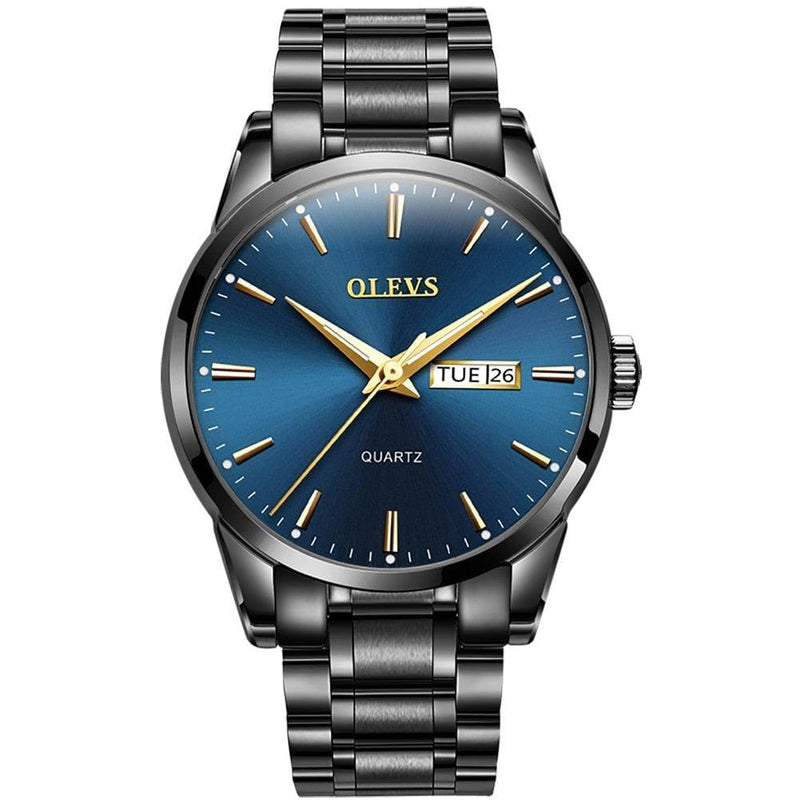 Relógio Olevs Masculino Premium Relógio Olevs Masculino Black Online Preto e Azul 