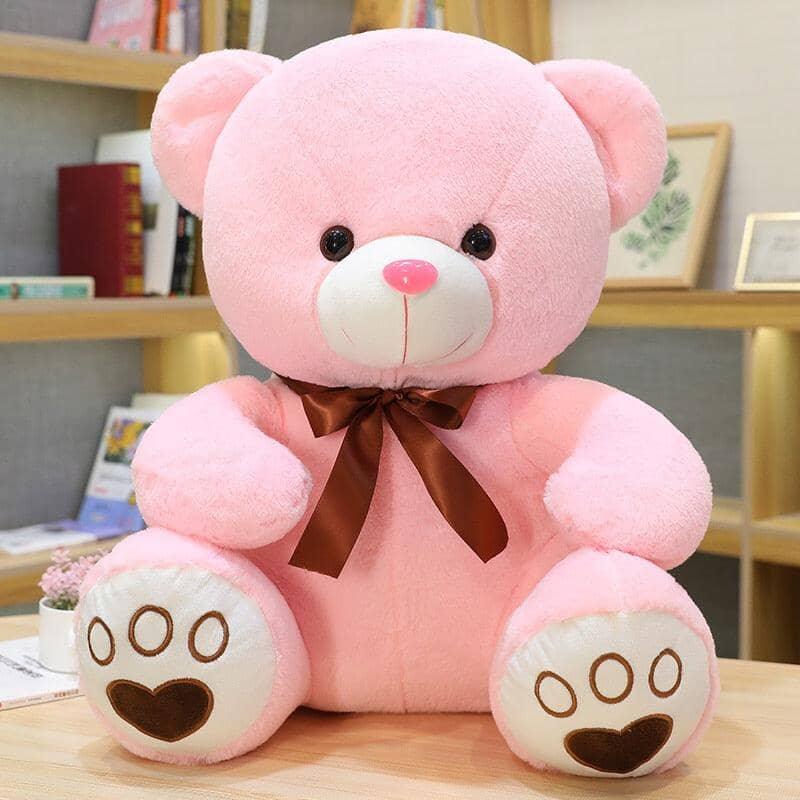 Urso Tedy de pelúcia urso de pelúcia BlackOn-line 35cm rosa com laço marrom 